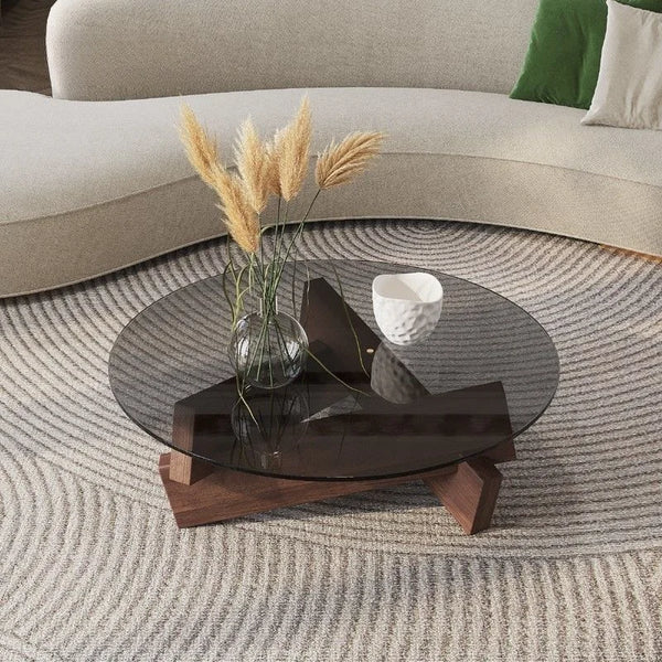 Nordic Creative Glass Solid Wood Coffee Tables